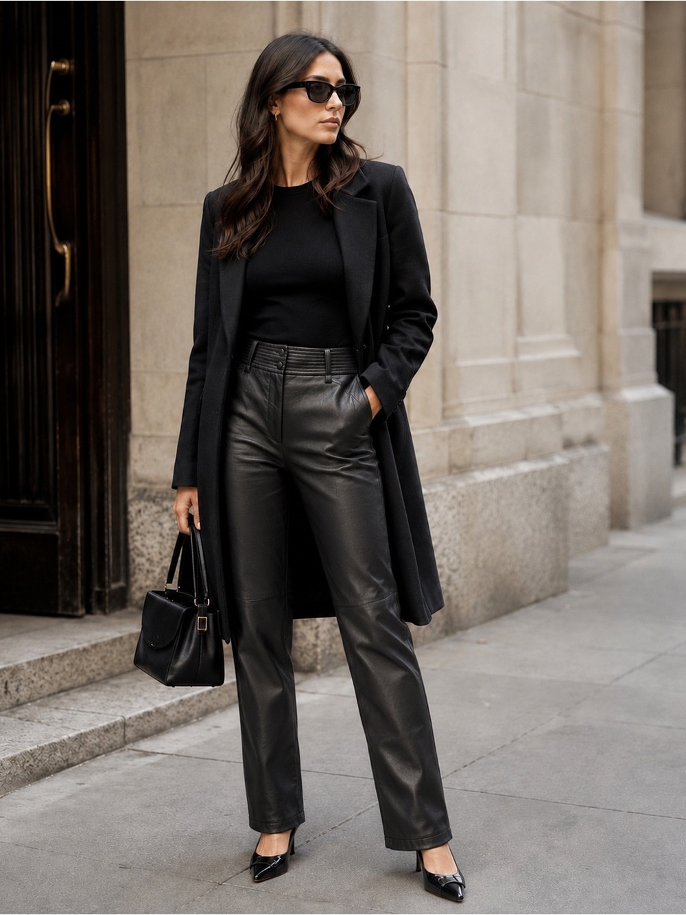 Wilfred Aritzia Pants Womens 4 Black Vegan Leather Faux Leather Straight Leg
